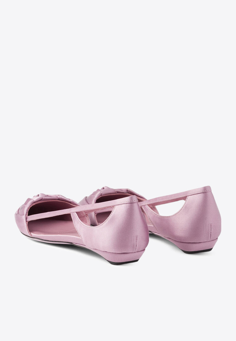 Prada Cut-Out Satin Ballet Flats Pink 1F734NF015049_F0378