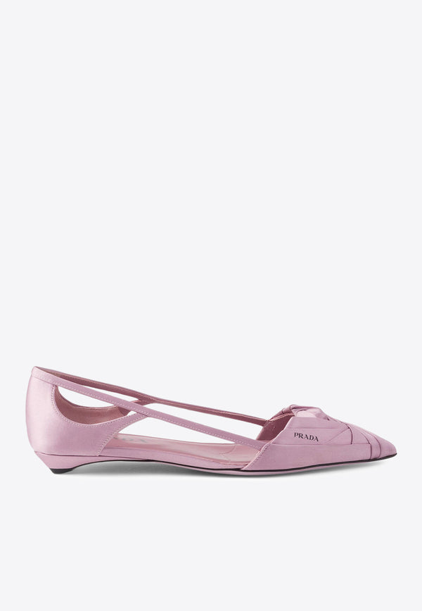 Prada Cut-Out Satin Ballet Flats Pink 1F734NF015049_F0378