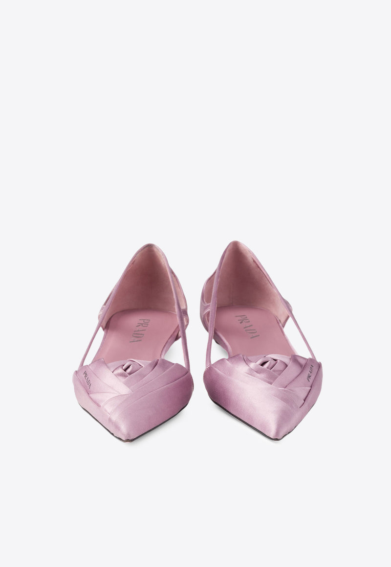 Prada Cut-Out Satin Ballet Flats Pink 1F734NF015049_F0378