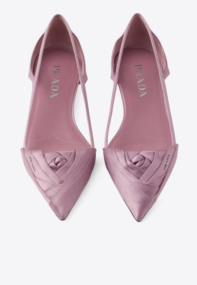 Prada Cut-Out Satin Ballet Flats Pink 1F734NF015049_F0378