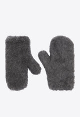 Max Mara Ombrato Teddy Mittens with Cord Gray 2424566082600OMBRATO_001