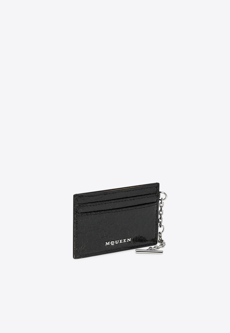 Alexander McQueen T-bar Leather Cardholder Black 8050631AAUE/Q_ALEXQ-9769