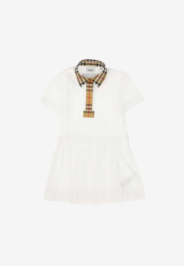 Burberry Kids Girls Pleated Shirt Dress 8053562_131558_A1464 White
