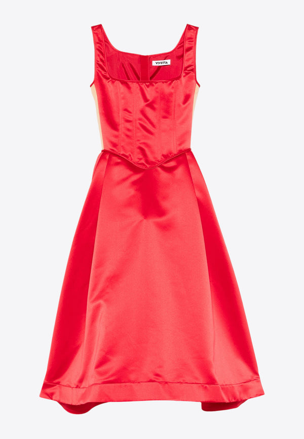 Vivetta Duchess Bustier Satin Midi Dress Red VS2ABV150TE059_4501