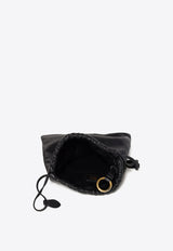 Miu Miu Logo Plaque Leather Pouch Bag Black 5NG0102CSW_F0002