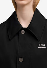 AMI PARIS Ami De Coeur Embroidered Raincoat Black UJK542PA0007_001