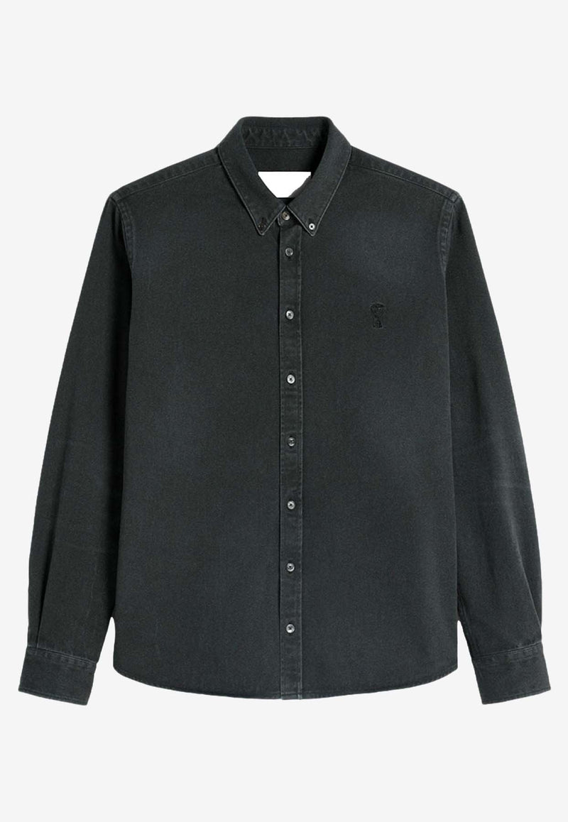 AMI PARIS Ami De Coeur Corduroy Shirt Black USH060CO0149_001