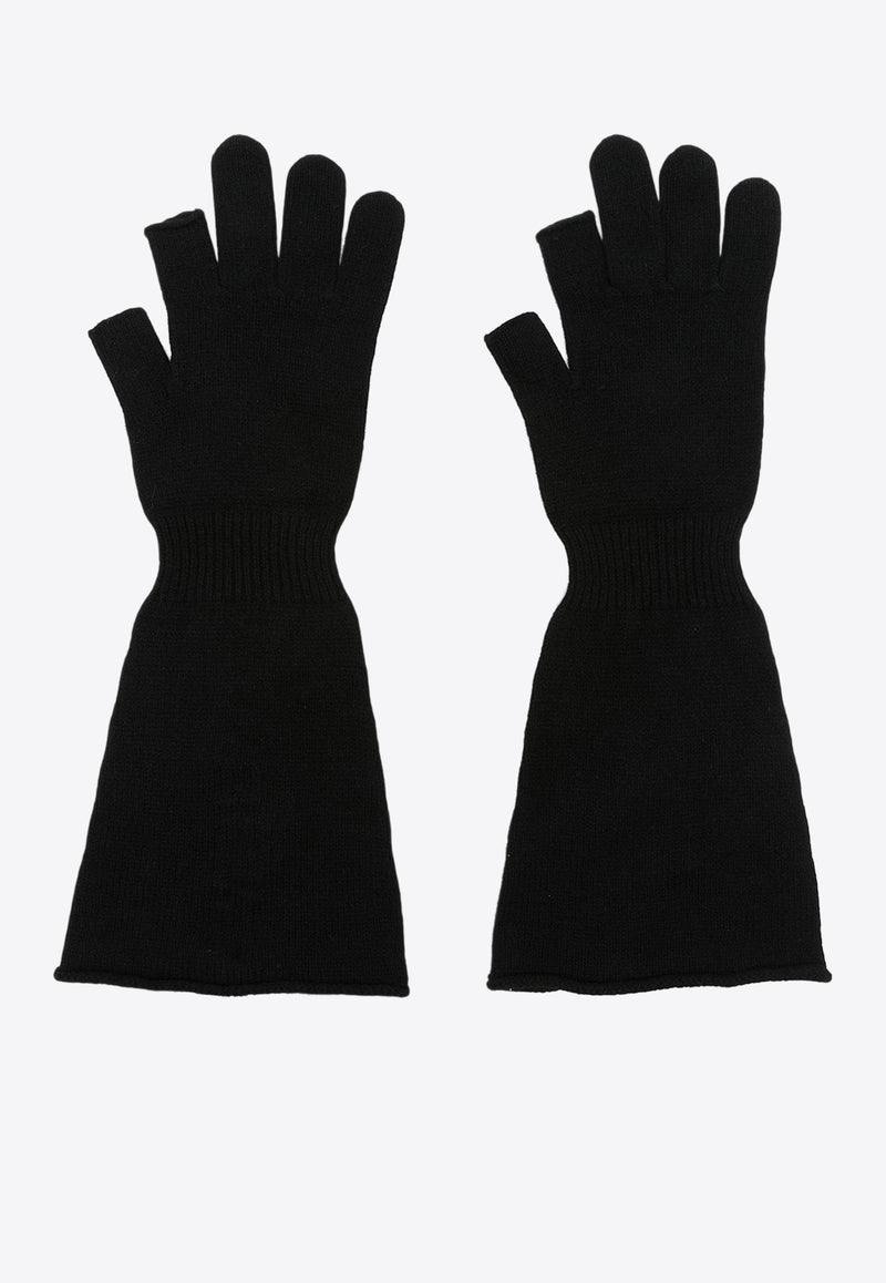 Rick Owens Thulian Long Knit Cashmere Gloves Black RO02D3489WSBR_09