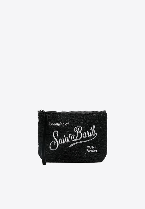 MC2 Saint Barth Aline Embroidered Logo Pouch Bag Black ALI0002_00243G