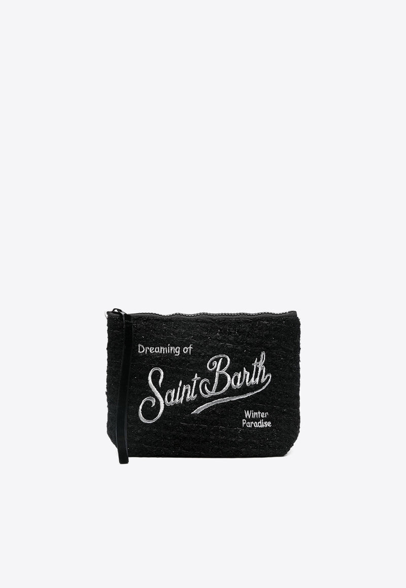 MC2 Saint Barth Aline Embroidered Logo Pouch Bag Black ALI0002_00243G