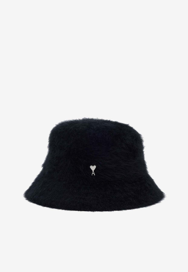 AMI PARIS Ami De Coeur Faux-Fur Bucket Hat Black UHA236AW0028_001