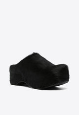 Marni 50 Long-Hair Calfskin Clogs Black SBMS010104P4122_00N99