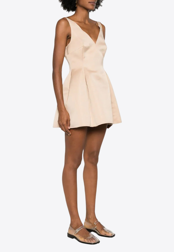 Marni Duchess Satin V-neck Mini Dress Beige ABMA1352SYUTP784_00C15