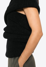 Rick Owens Asymmetric Draped Knitted Top Black RO02D3673KHWP_09