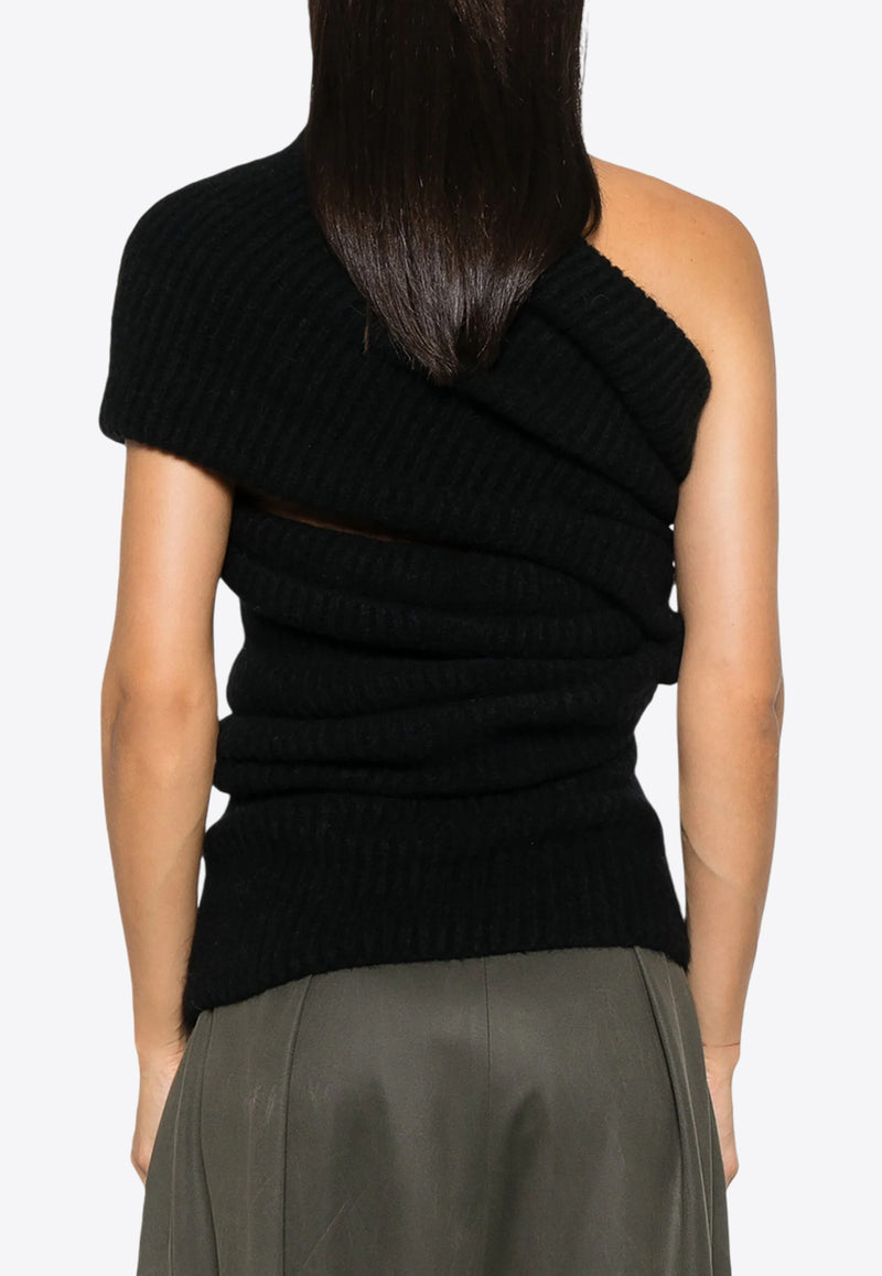 Rick Owens Asymmetric Draped Knitted Top Black RO02D3673KHWP_09