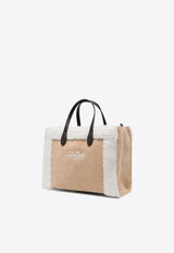 MC2 Saint Barth Small Vivan Shearling and Suede Tote Bag Beige VIV0002_00090G