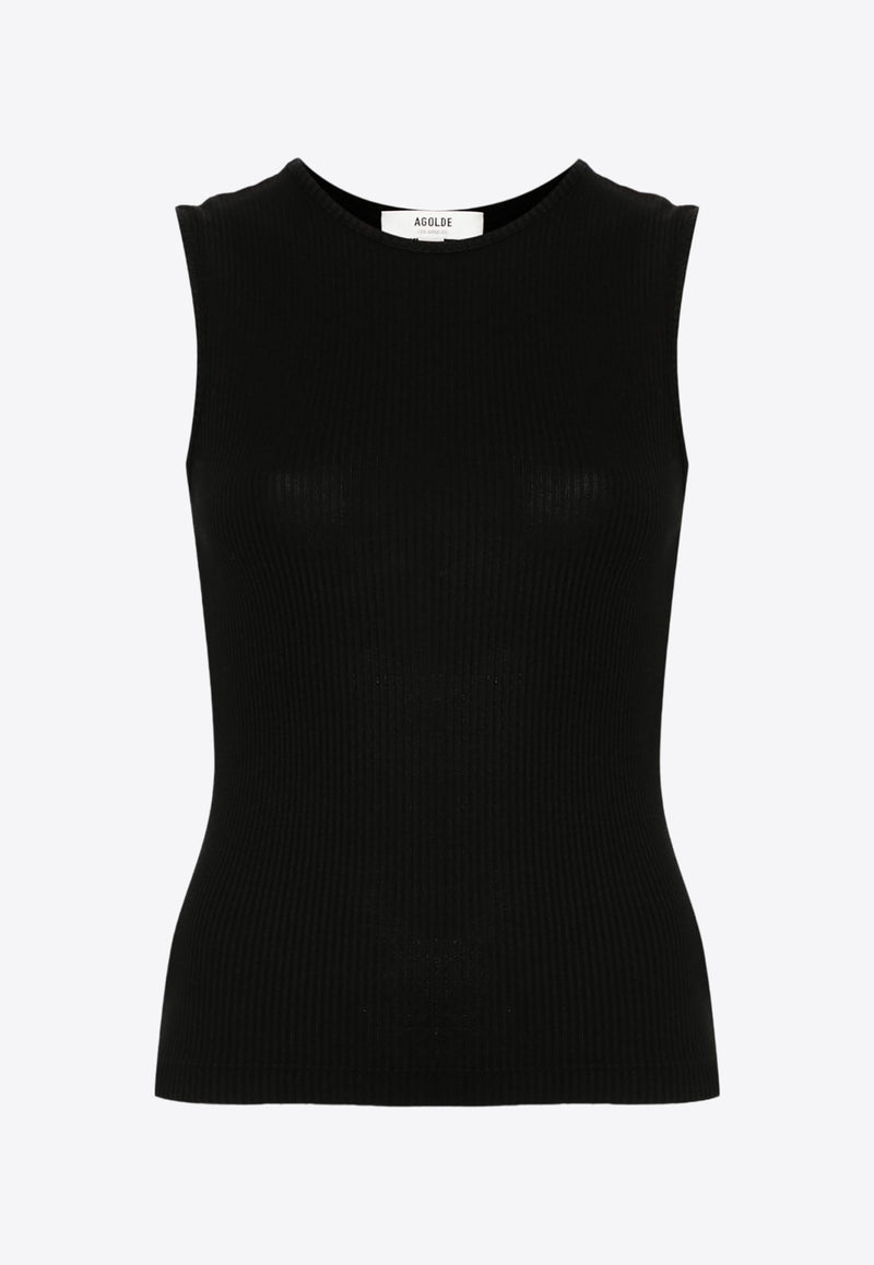 Agolde Binx Ribbed Tank Top Black A72923048_BLK