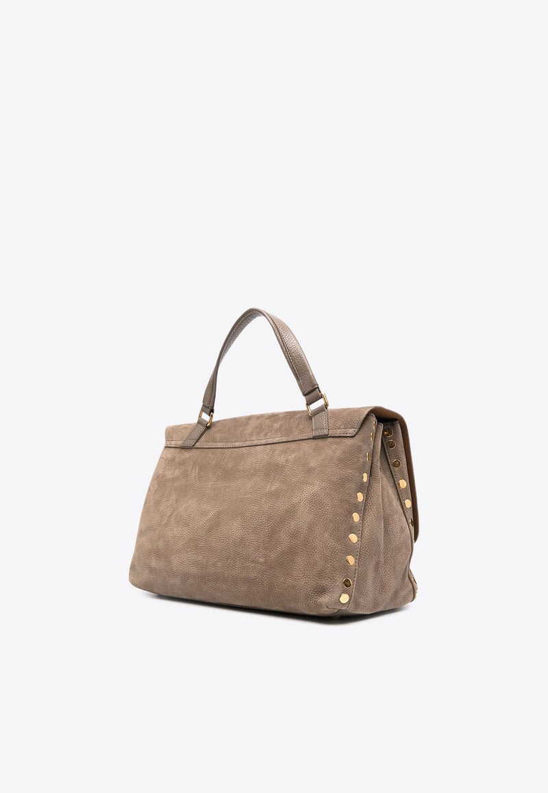 Zanellato Medium Postina Suede Crossbody Bag Taupe 0680900070000M_Z0140