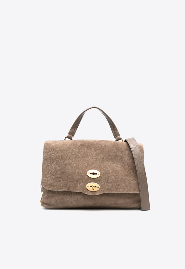 Zanellato Medium Postina Suede Crossbody Bag Taupe 0680900070000M_Z0140