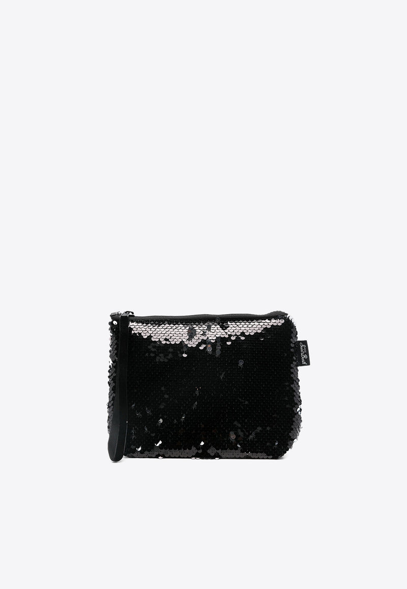 MC2 Saint Barth Aline Sequined Zip Pouch Black ALI0002_00406G