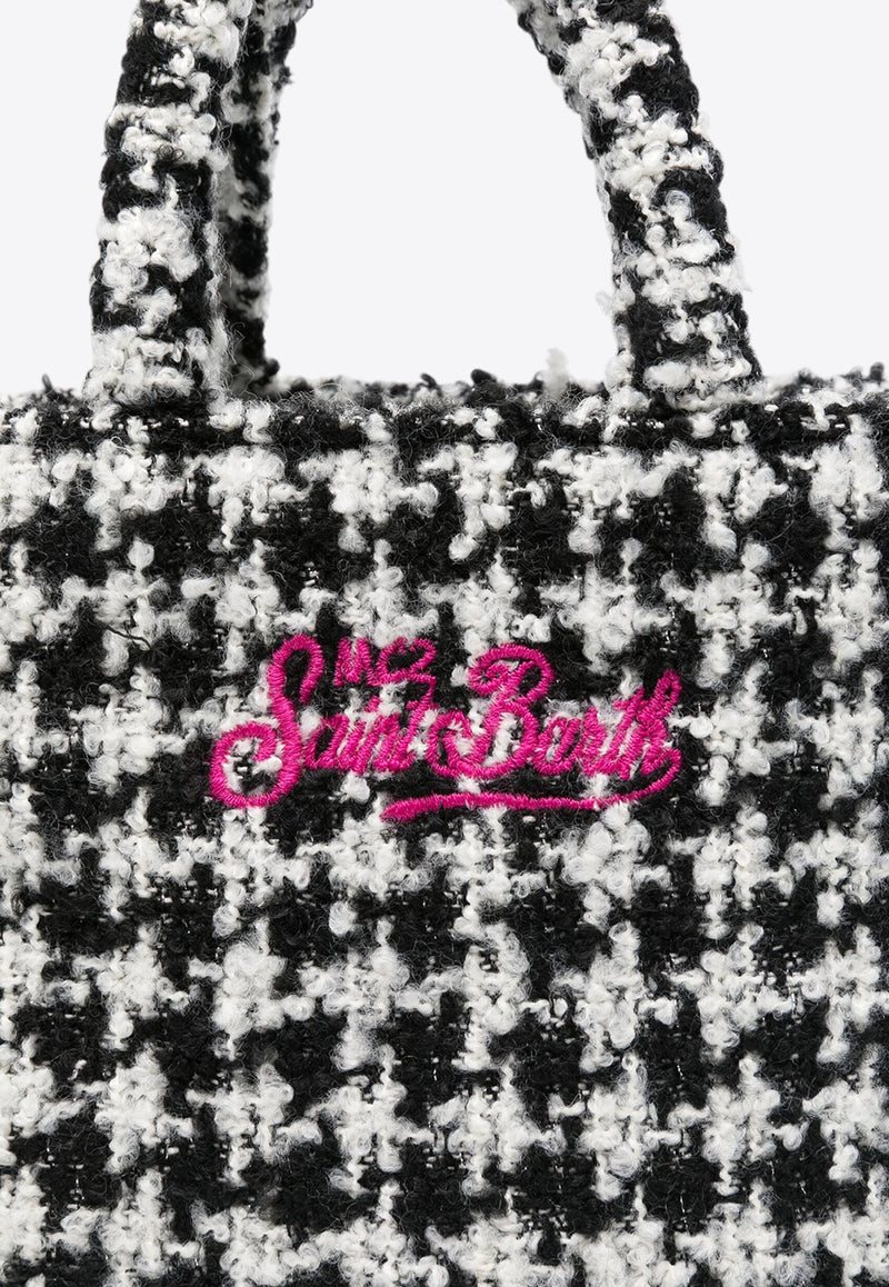 MC2 Saint Barth Mini Vanity Houndstooth Tweed Tote Bag Monochrome VAMI005_01484G