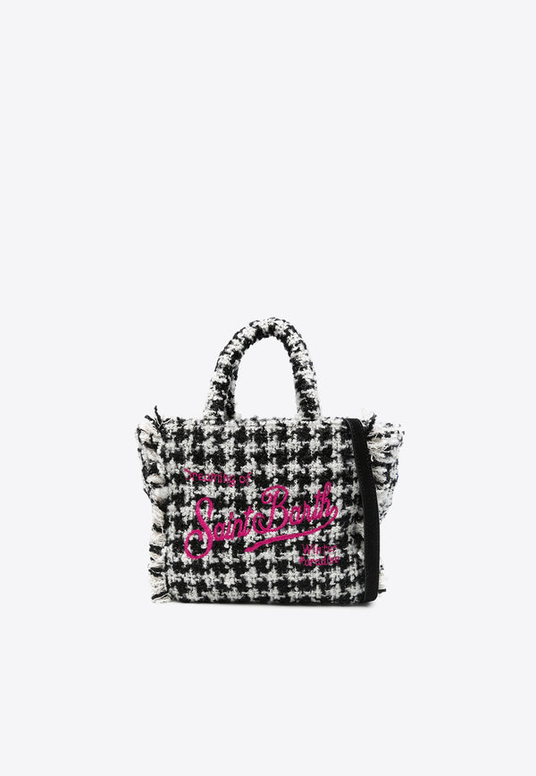 MC2 Saint Barth Mini Vanity Houndstooth Tweed Tote Bag Monochrome VAMI005_01484G