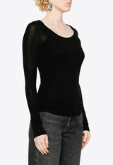 Agolde Corey Scoop-Neck Sheer Top Black A72851618_BLK