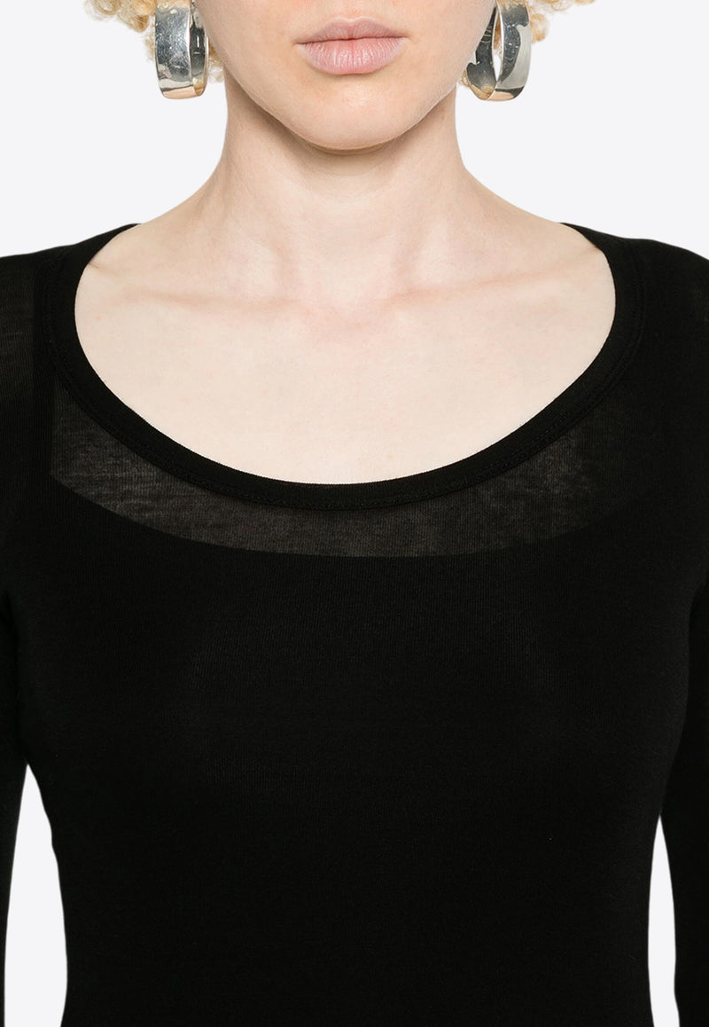 Agolde Corey Scoop-Neck Sheer Top Black A72851618_BLK