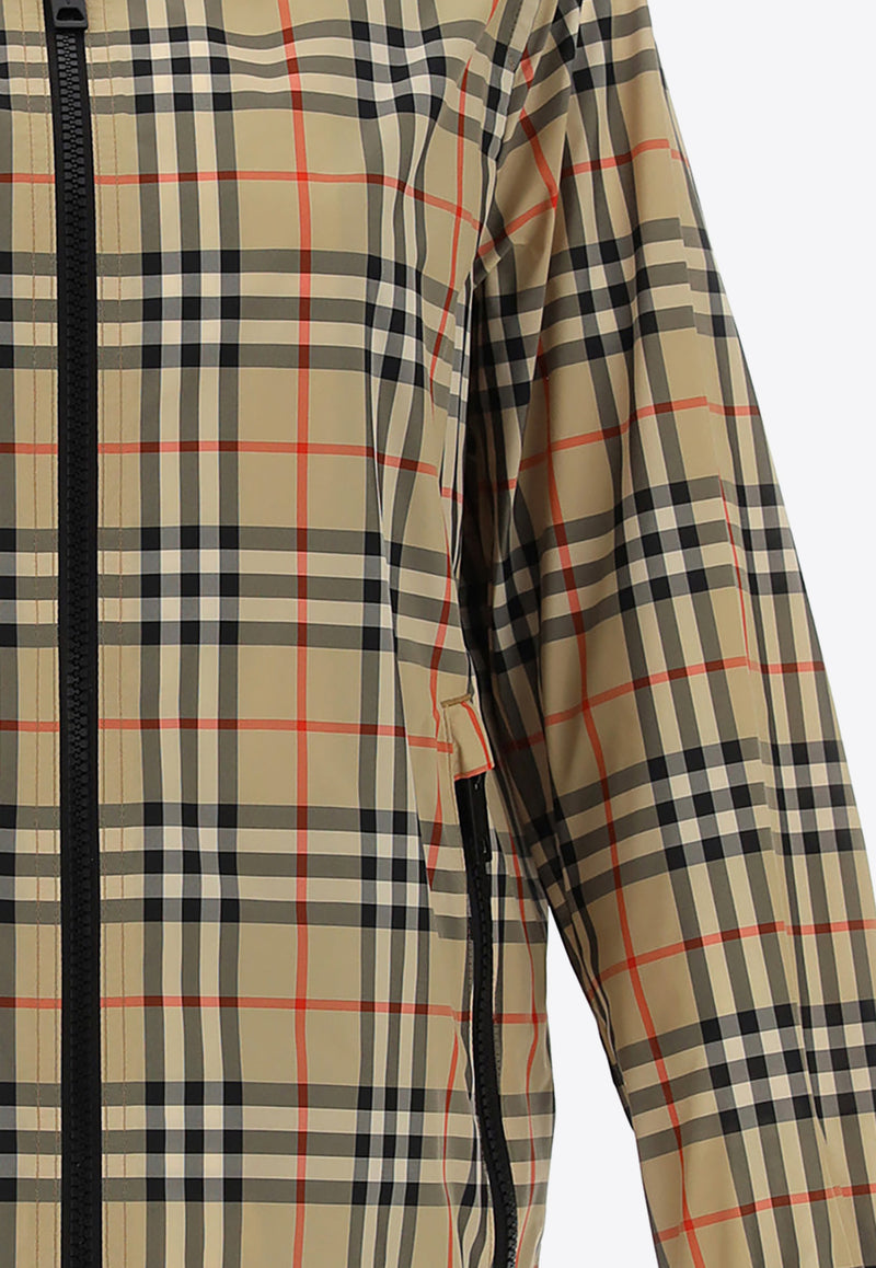 Burberry Check Pattern Zip-Up Hooded Jacket Beige 8059490_120017_A7028