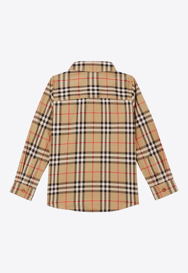 Burberry Kids Boys Vintage Check Long-Sleeved Shirt Beige 8059637116036/O_BURBE-A7028