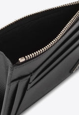 Prada Triangle Logo Saffiano Leather Zip Cardholder Black 2MC067QHH_F0002