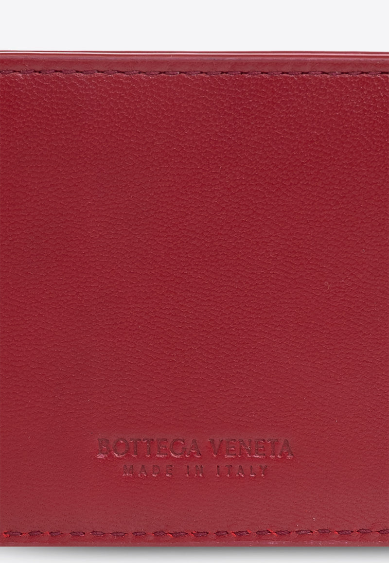 Bottega Veneta Bi-Color Cassette Intrecciato Leather Cardholder Dark Red 742693 VCQCA-6326