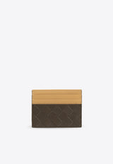 Bottega Veneta Bi-Color Intrecciato Leather Cardholder Kaki 749449 VCPQ5-3368