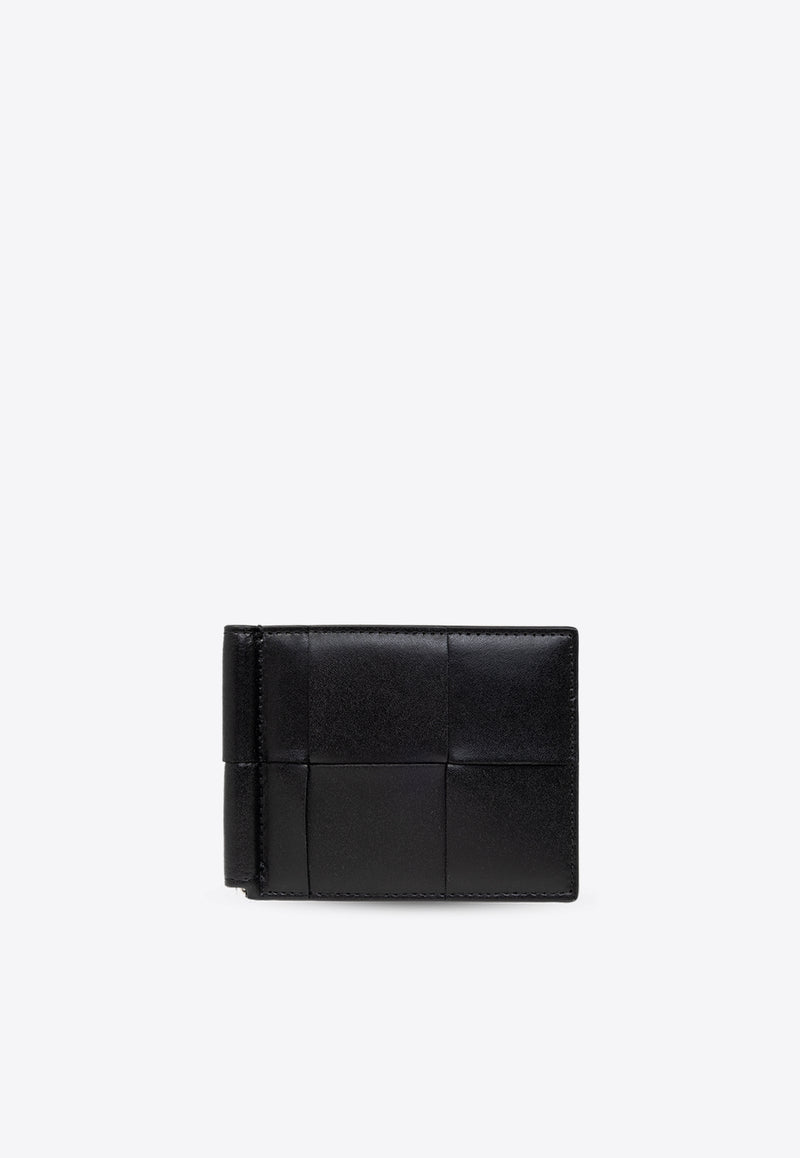 Bottega Veneta Cassette Bill Clip Intrecciato Leather Wallet Black 749453 VBWD2-8803