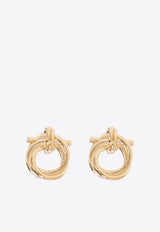 Salvatore Ferragamo Twisted Gancini Stud Earrings Gold 760671 EAR EVOXMINI 765593-ORO CHIARO