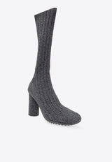 Bottega Veneta Atomic 90 Knitted Mid-Calf Boots Anthracite 775456 V3V00-1370