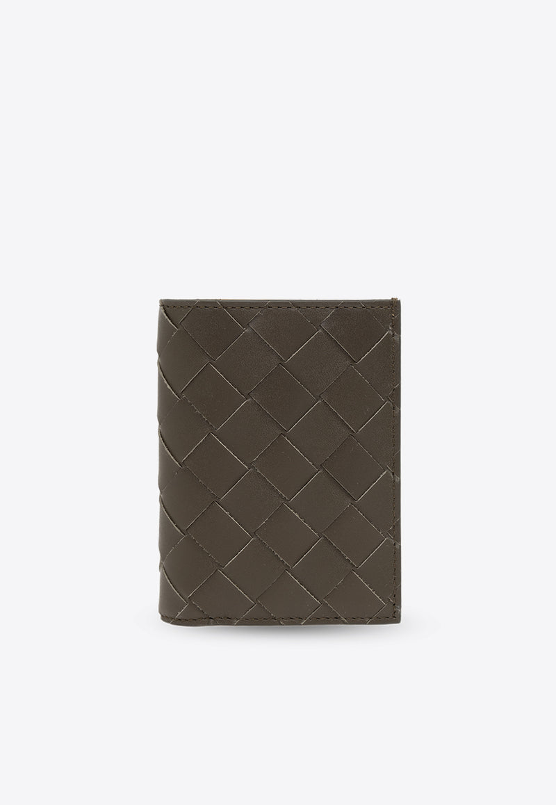 Bottega Veneta Slim Flap Intrecciato Leather Cardholder Kaki 787595 VCPQ6-3392