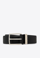 Bottega Veneta Leather Belt with Intrecciato Loop Black 793876 VALKO-8803