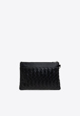 Bottega Veneta Intrecciato Leather Prism Pouch Bag Black 795712 V2HL1-8803