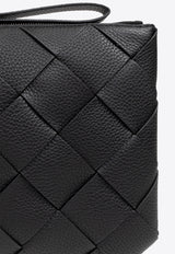 Bottega Veneta Large Diago Intreccio Leather Pouch Black 795632 V4FV1-8803