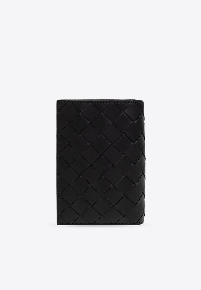 Bottega Veneta Medium Intrecciato Leather Bi-Fold Wallet Black 796958 VCPQ4-8803