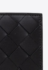 Bottega Veneta Medium Intrecciato Leather Bi-Fold Wallet Black 796958 VCPQ4-8803