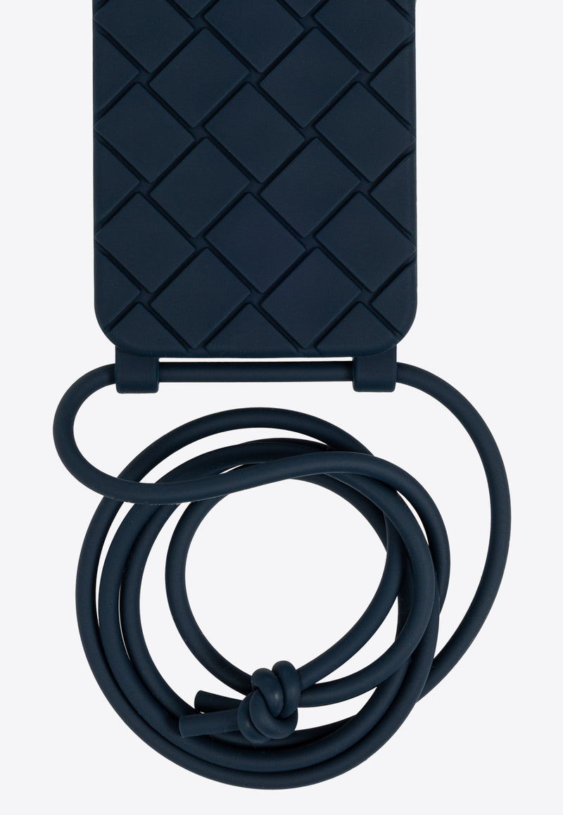 Bottega Veneta iPhone 15 Pro Max Intrecciato Case with Strap Deep Blue 789838 V0EY0-3116