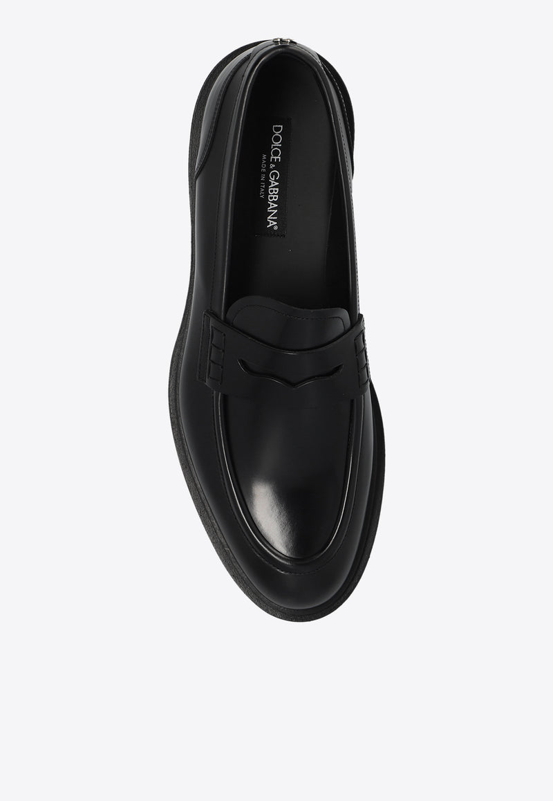 Dolce & Gabbana Altavilla Brushed Leather Loafers Black A30267 A1203-80999