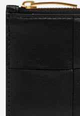 Bottega Veneta Cassette Intrecciato Leather Zip Cardholder Black 796663 VCQC4-8425