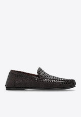 Dolce & Gabbana Hand-Woven Calf Leather Loafers Brown A50634 AZ870-80048