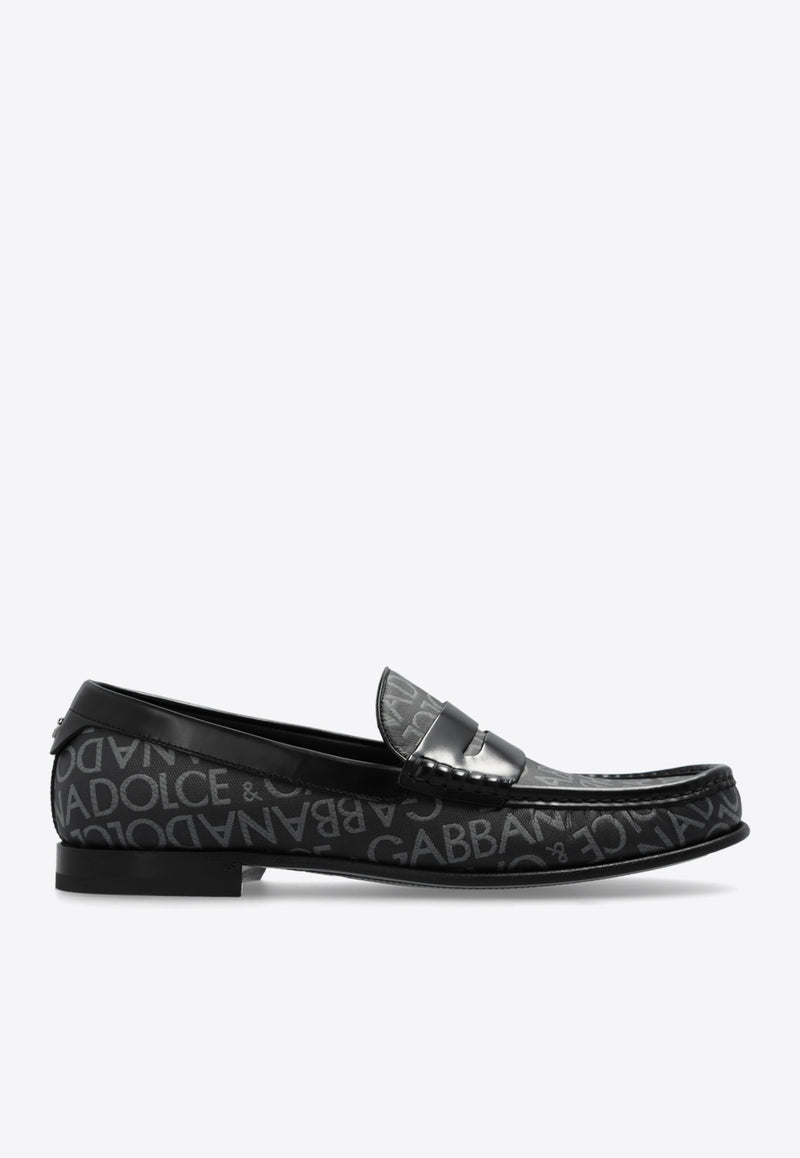 Dolce & Gabbana Coated Jacquard Loafers Black A30263 A3721-8B969