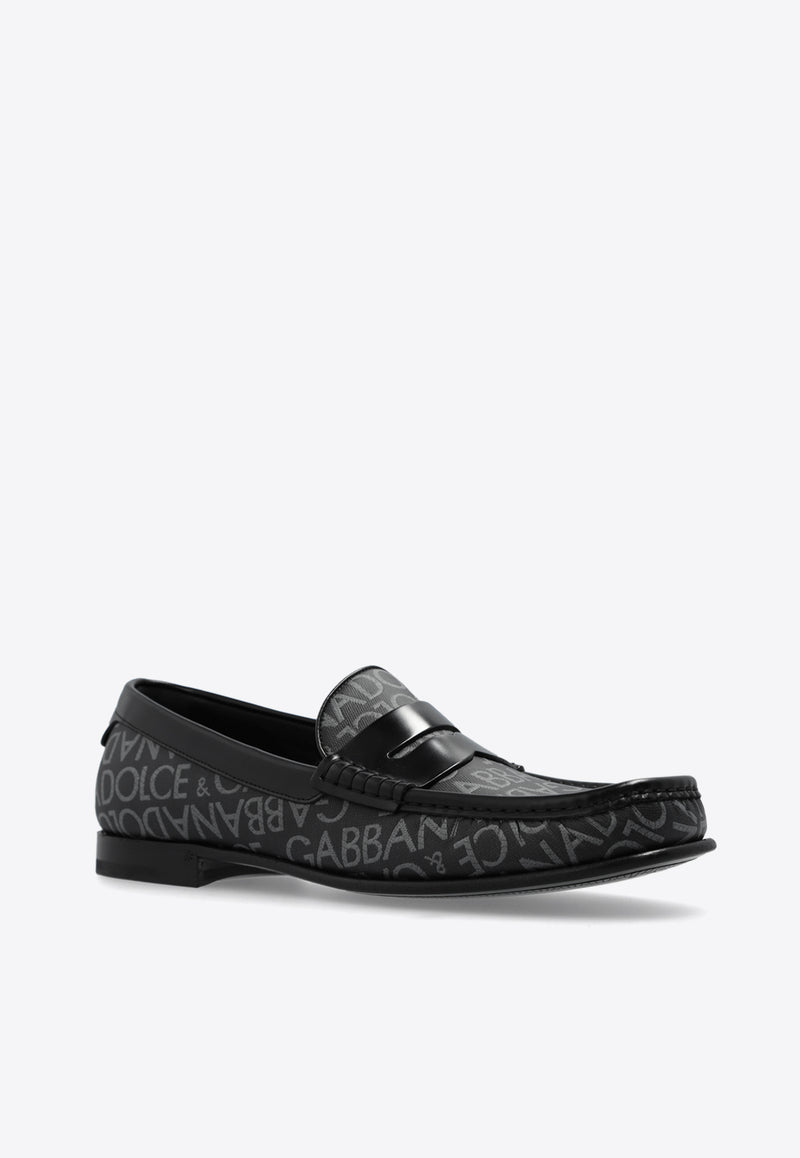 Dolce & Gabbana Coated Jacquard Loafers Black A30263 A3721-8B969