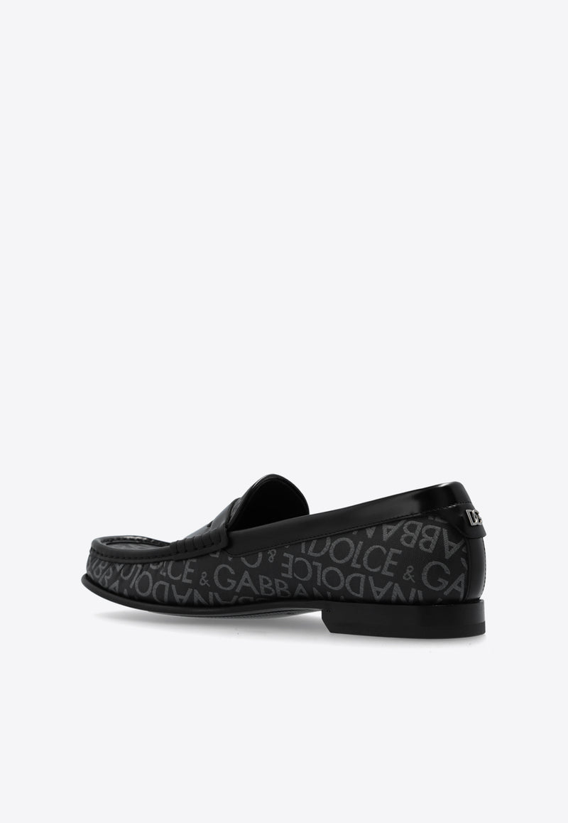 Dolce & Gabbana Coated Jacquard Loafers Black A30263 A3721-8B969