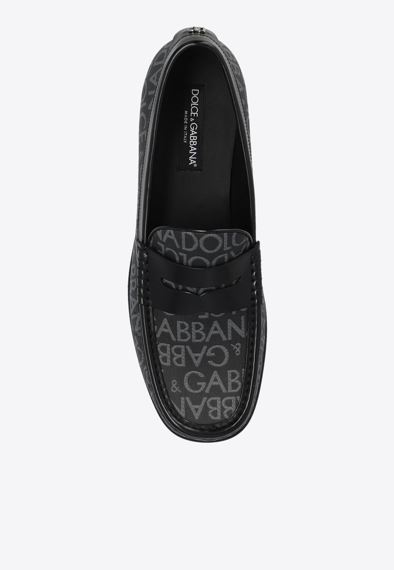 Dolce & Gabbana Coated Jacquard Loafers Black A30263 A3721-8B969